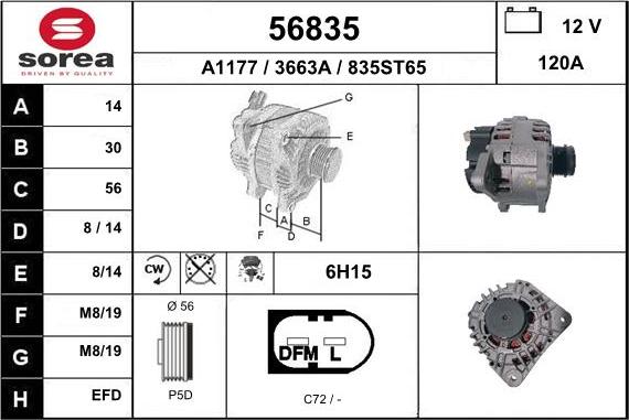 EAI 56835 - Alternator autospares.lv