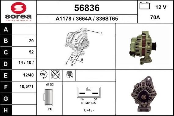 EAI 56836 - Alternator autospares.lv