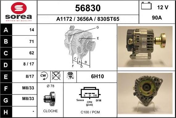 EAI 56830 - Alternator autospares.lv