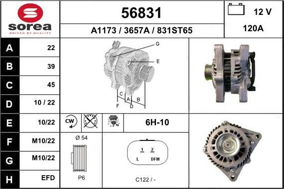 EAI 56831 - Alternator autospares.lv