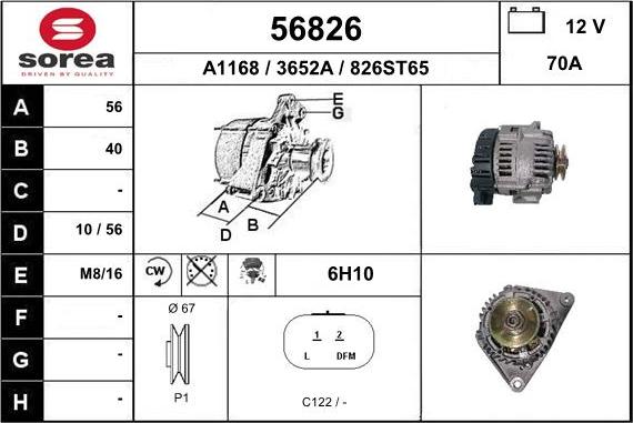 EAI 56826 - Alternator autospares.lv