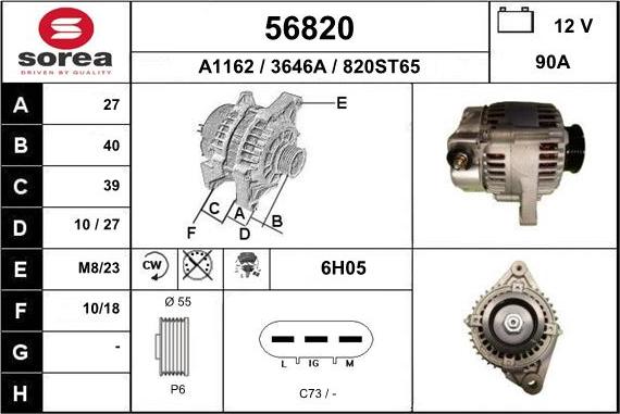 EAI 56820 - Alternator autospares.lv