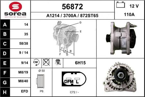 EAI 56872 - Alternator autospares.lv