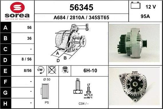 EAI 56345 - Alternator autospares.lv