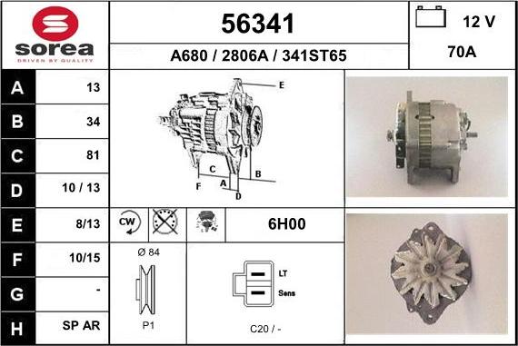 EAI 56341 - Alternator autospares.lv