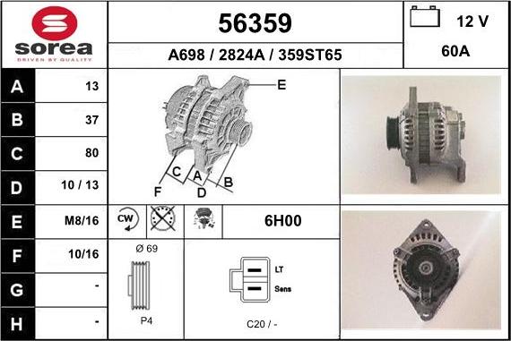 EAI 56359 - Alternator autospares.lv