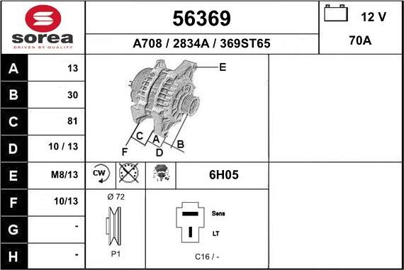 EAI 56369 - Alternator autospares.lv