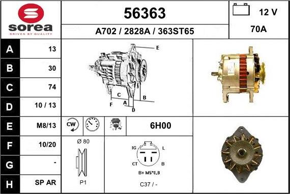 EAI 56363 - Alternator autospares.lv