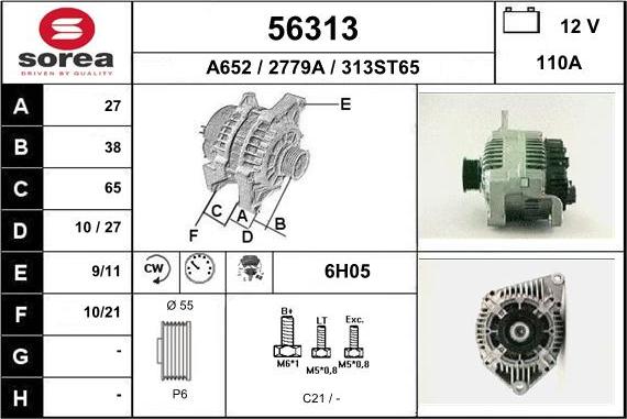 EAI 56313 - Alternator autospares.lv