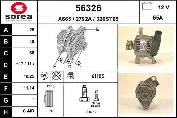 EAI 56326 - Alternator autospares.lv