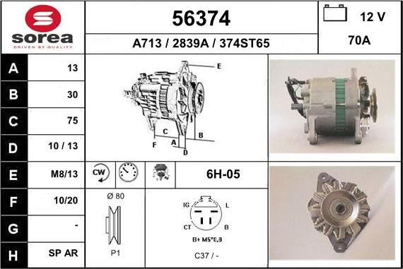 EAI 56374 - Alternator autospares.lv