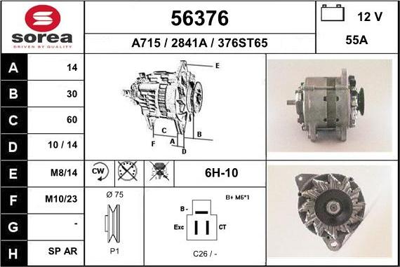 EAI 56376 - Alternator autospares.lv