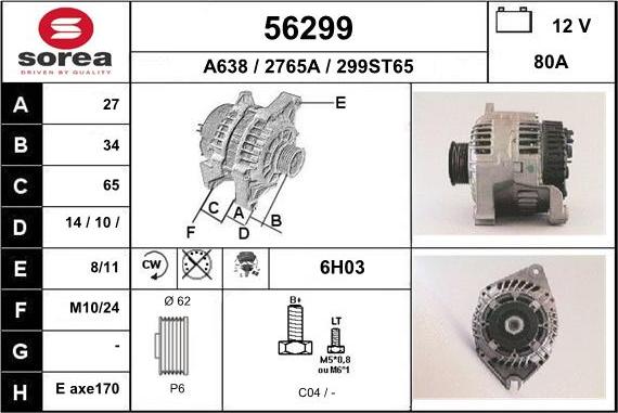 EAI 56299 - Alternator autospares.lv