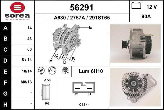 EAI 56291 - Alternator autospares.lv