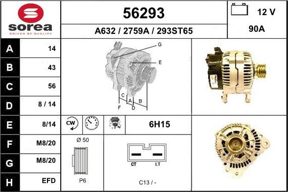 EAI 56293 - Alternator autospares.lv