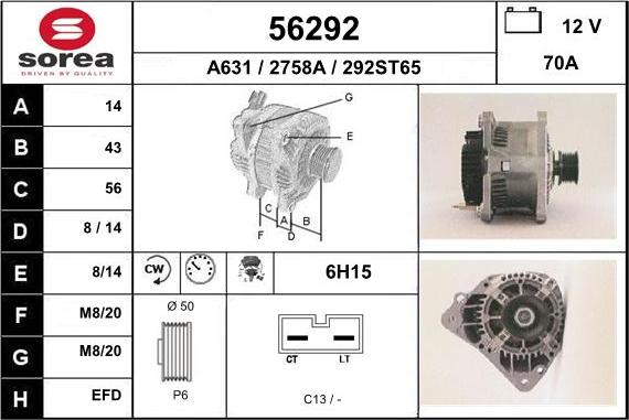 EAI 56292 - Alternator autospares.lv