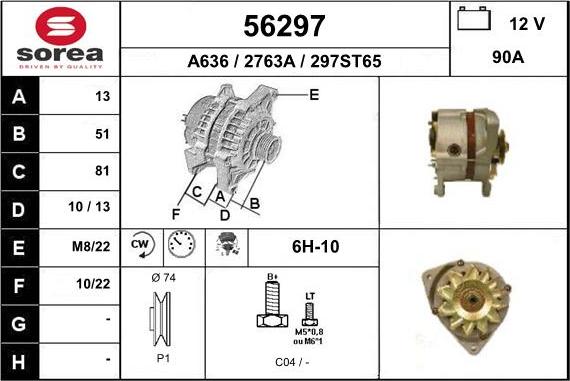 EAI 56297 - Alternator autospares.lv