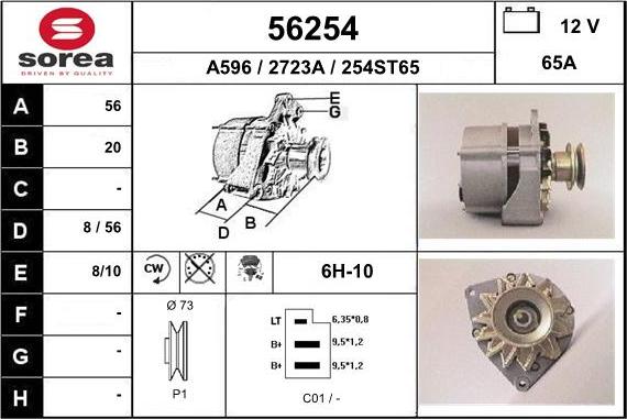 EAI 56254 - Alternator autospares.lv