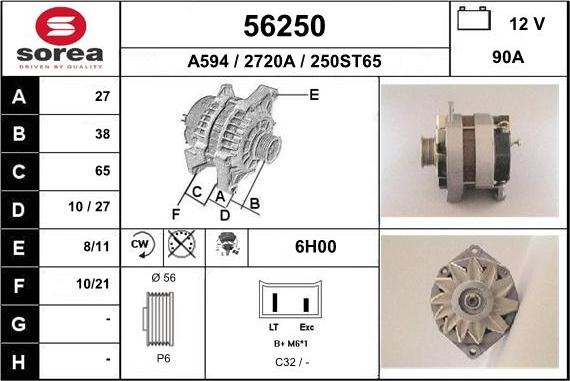 EAI 56250 - Alternator autospares.lv