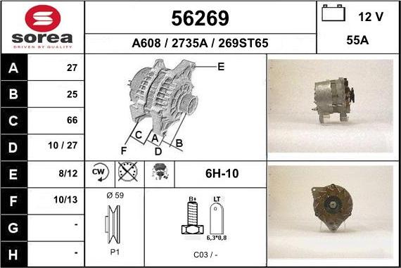 EAI 56269 - Alternator autospares.lv