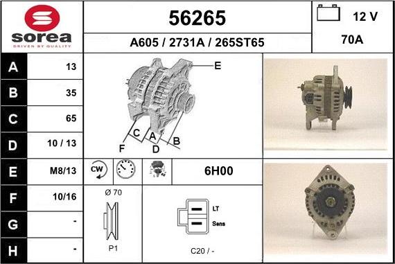 EAI 56265 - Alternator autospares.lv