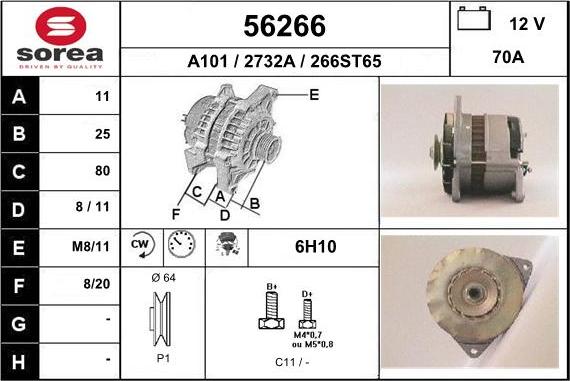 EAI 56266 - Alternator autospares.lv