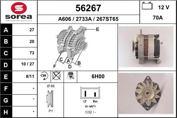 EAI 56267 - Alternator autospares.lv