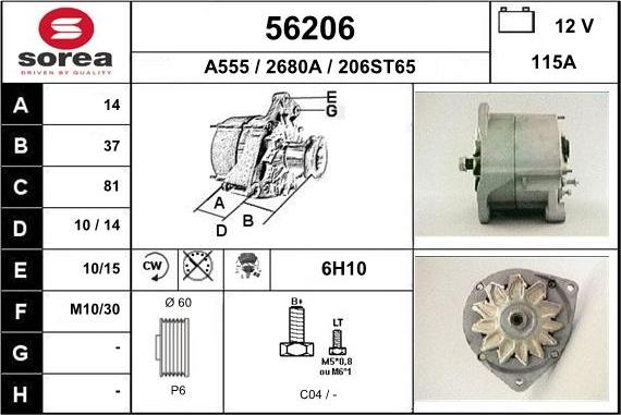 EAI 56206 - Alternator autospares.lv