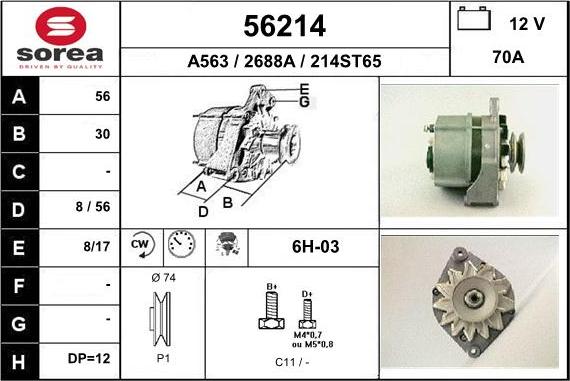 EAI 56214 - Alternator autospares.lv