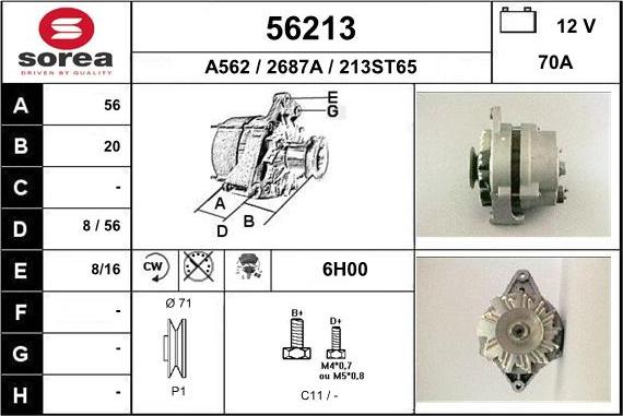 EAI 56213 - Alternator autospares.lv