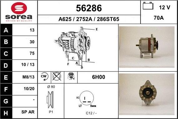 EAI 56286 - Alternator autospares.lv