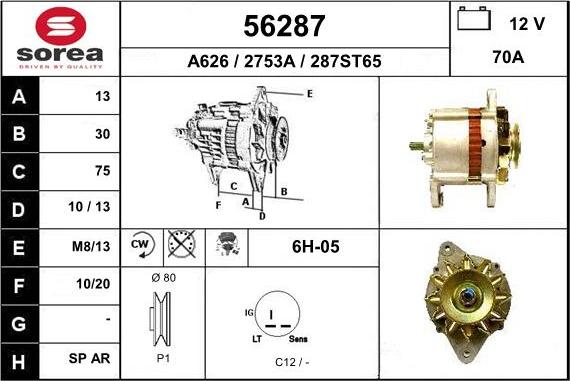 EAI 56287 - Alternator autospares.lv