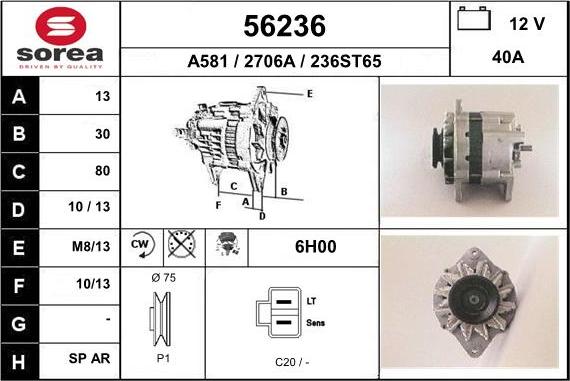 EAI 56236 - Alternator autospares.lv