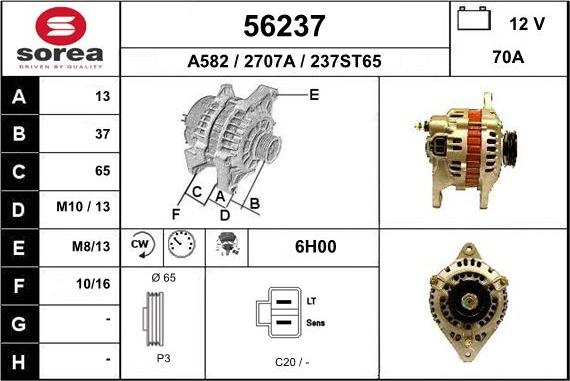 EAI 56237 - Alternator autospares.lv