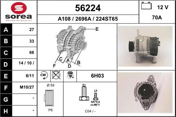 EAI 56224 - Alternator autospares.lv