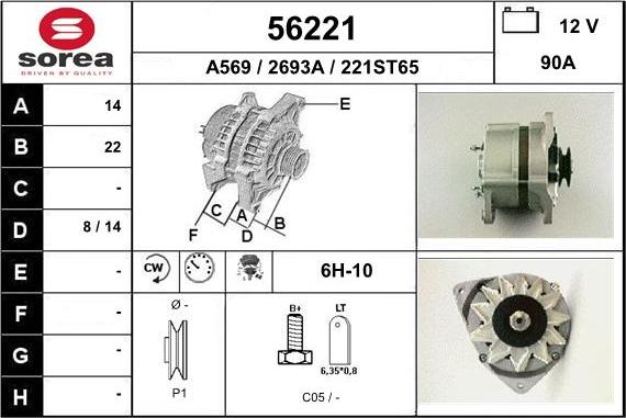 EAI 56221 - Alternator autospares.lv