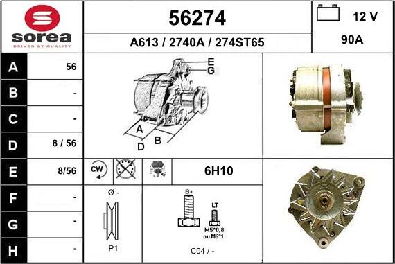 EAI 56274 - Alternator autospares.lv