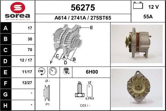 EAI 56275 - Alternator autospares.lv