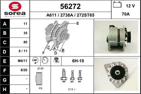 EAI 56272 - Alternator autospares.lv