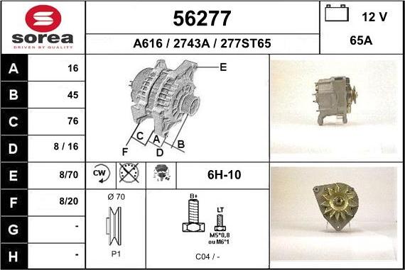 EAI 56277 - Alternator autospares.lv