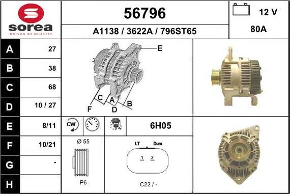 EAI 56796 - Alternator autospares.lv