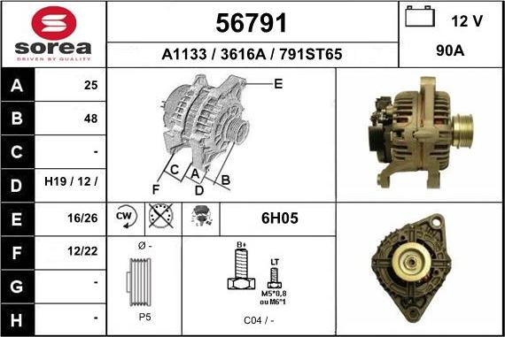 EAI 56791 - Alternator autospares.lv