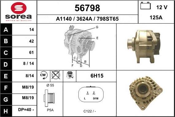 EAI 56798 - Alternator autospares.lv