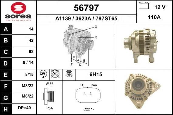 EAI 56797 - Alternator autospares.lv