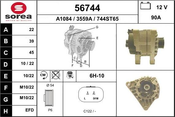 EAI 56744 - Alternator autospares.lv