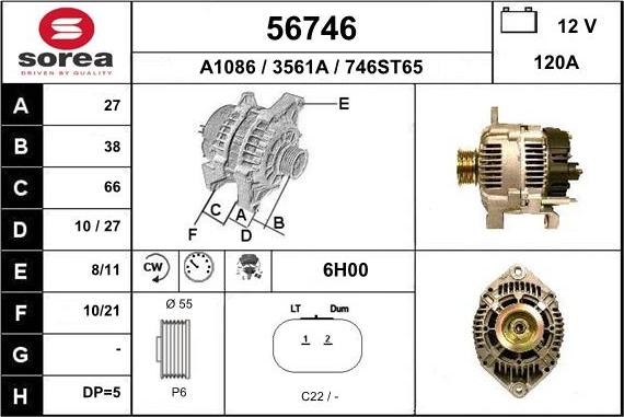 EAI 56746 - Alternator autospares.lv