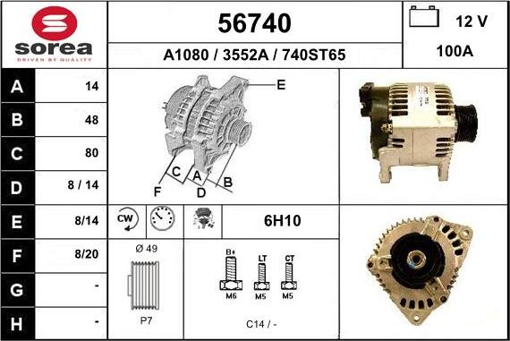 EAI 56740 - Alternator autospares.lv