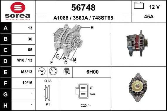 EAI 56748 - Alternator autospares.lv