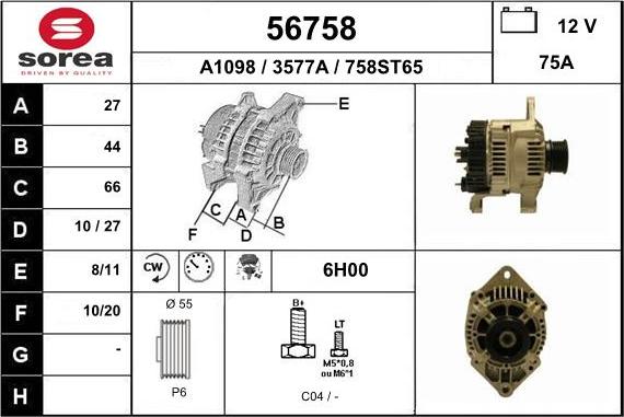 EAI 56758 - Alternator autospares.lv