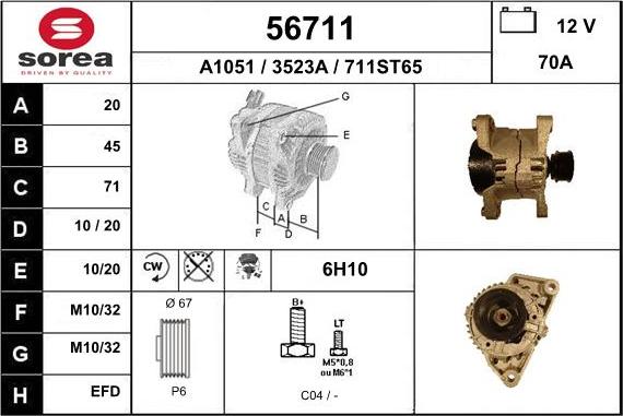 EAI 56711 - Alternator autospares.lv